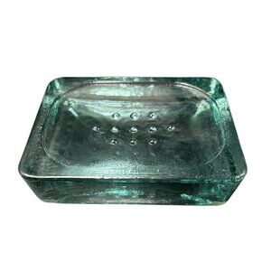 Soap Dish Recycled Glass Rectangle Thick Glass Blue Green Spain Couronne Co.